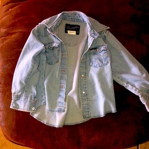 Denim wrangler pearl snap shirt